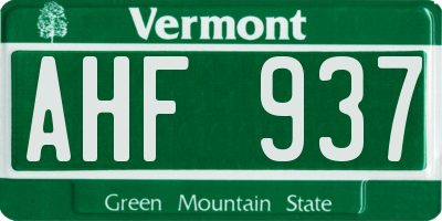VT license plate AHF937