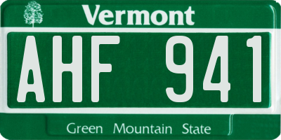 VT license plate AHF941