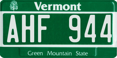 VT license plate AHF944