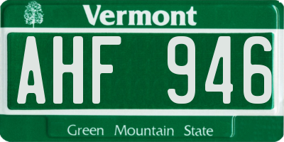 VT license plate AHF946