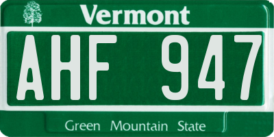 VT license plate AHF947