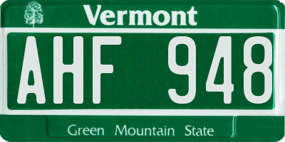 VT license plate AHF948