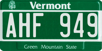 VT license plate AHF949