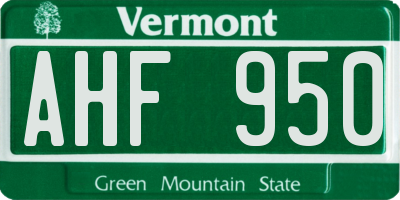 VT license plate AHF950