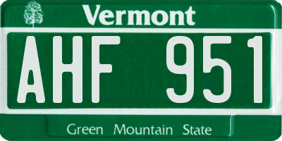 VT license plate AHF951