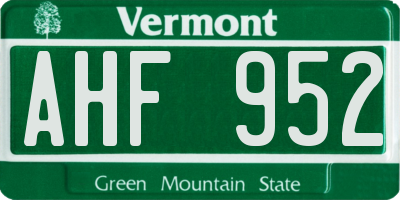 VT license plate AHF952
