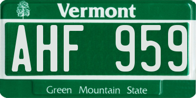VT license plate AHF959