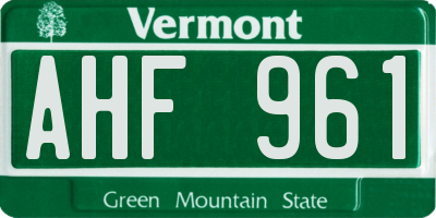 VT license plate AHF961