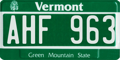 VT license plate AHF963