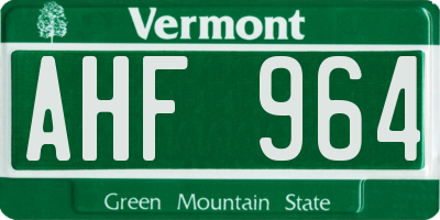 VT license plate AHF964