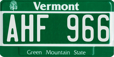 VT license plate AHF966
