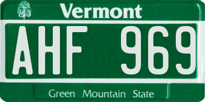 VT license plate AHF969