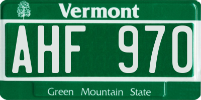 VT license plate AHF970