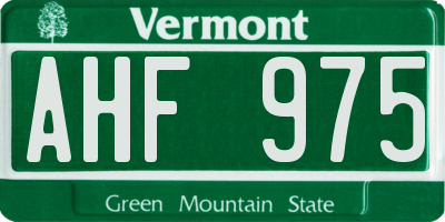 VT license plate AHF975