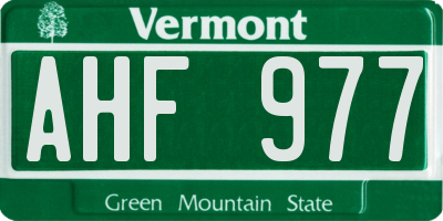 VT license plate AHF977