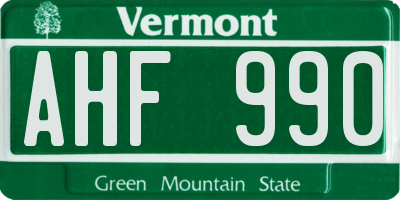 VT license plate AHF990