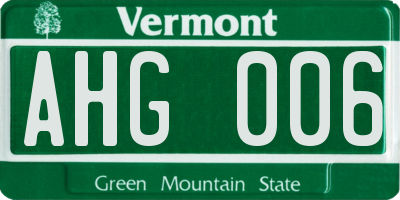 VT license plate AHG006