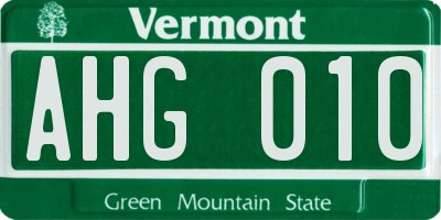 VT license plate AHG010