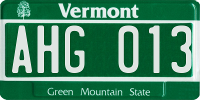 VT license plate AHG013