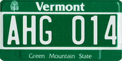 VT license plate AHG014