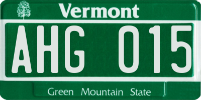 VT license plate AHG015