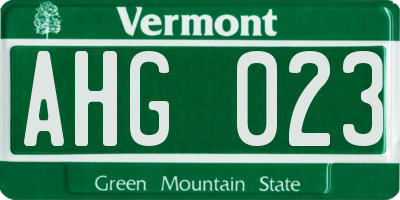 VT license plate AHG023