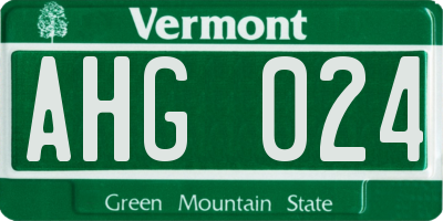VT license plate AHG024