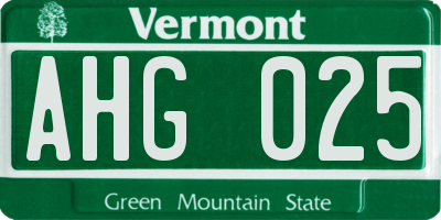 VT license plate AHG025