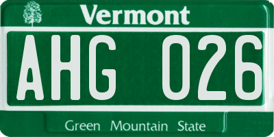 VT license plate AHG026