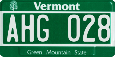 VT license plate AHG028