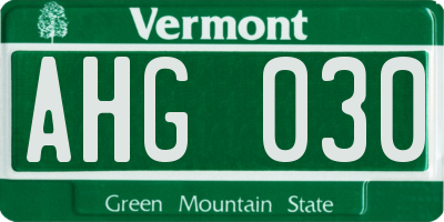 VT license plate AHG030