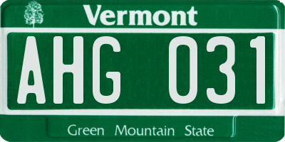 VT license plate AHG031