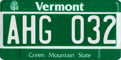 VT license plate AHG032