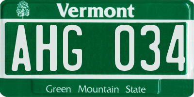 VT license plate AHG034