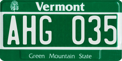 VT license plate AHG035