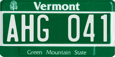 VT license plate AHG041