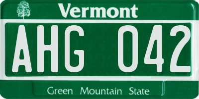 VT license plate AHG042