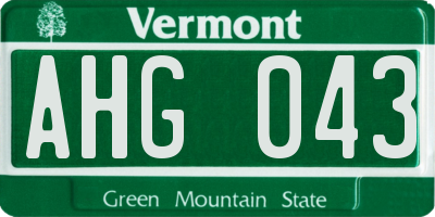 VT license plate AHG043