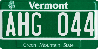 VT license plate AHG044