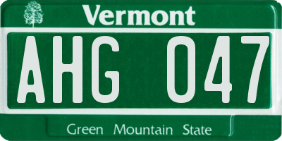 VT license plate AHG047