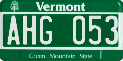 VT license plate AHG053