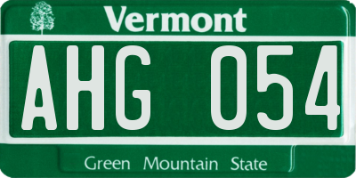 VT license plate AHG054