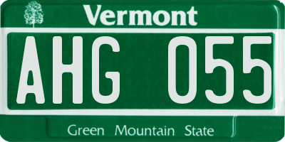 VT license plate AHG055