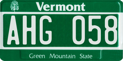 VT license plate AHG058