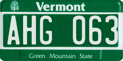VT license plate AHG063