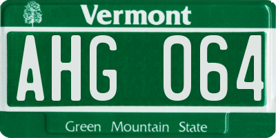VT license plate AHG064