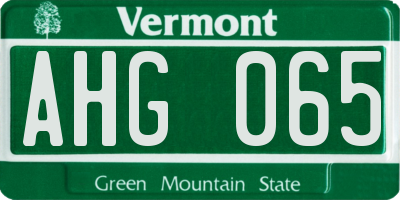 VT license plate AHG065
