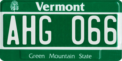 VT license plate AHG066