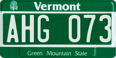 VT license plate AHG073