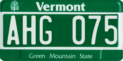 VT license plate AHG075